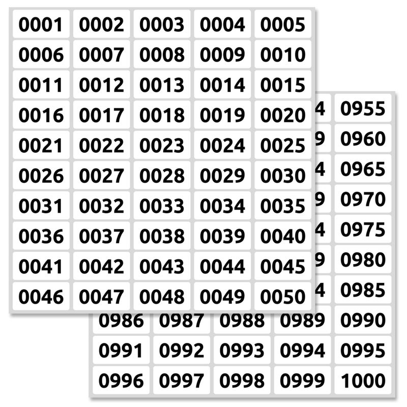TownStix 1-1000 Consecutive Number Inventory Labels Stickers Sheets, 1.5" x 0.75" - Image 1
